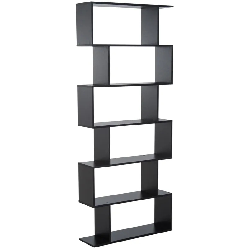 EASYCOMFORT Libreria Legno Design Moderno con 6 Ripiani 80 × 23 × 192cm Nero