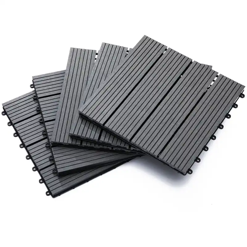 Easycomfort Set 11 Piastrelle per Esterni ad Incastro Antiscivolo in HDPE Riciclato, 30x30x2.2 cm, Grigio