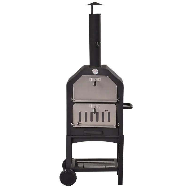 Easycomfort Forno per Pizza Barbecue a Carbonella, BBQ da Esterni\\/Giardino in Acciaio Inox con Termometro, 64x54x160cm