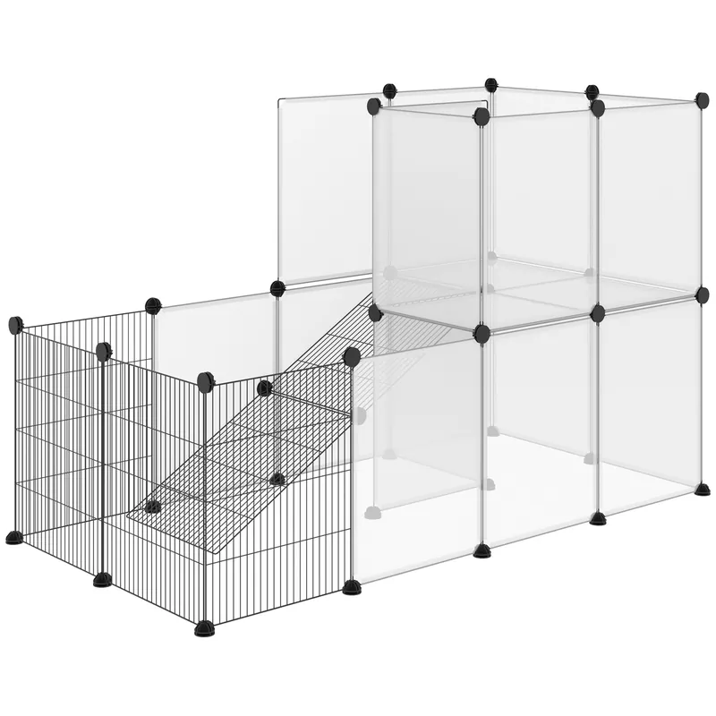 Easycomfort Recinto Modulare per Conigli e Animali di Piccole Dimensioni, 27 Pannelli Acciaio e Resina