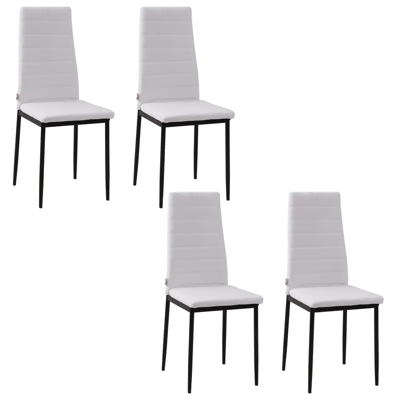 EasyComfort Set 4 Sedie per Soggiorno Imbottite in Tessuto, Sedie Sala da Pranzo Moderne con Gambe in Metallo, Capacità 120 kg, Bianco