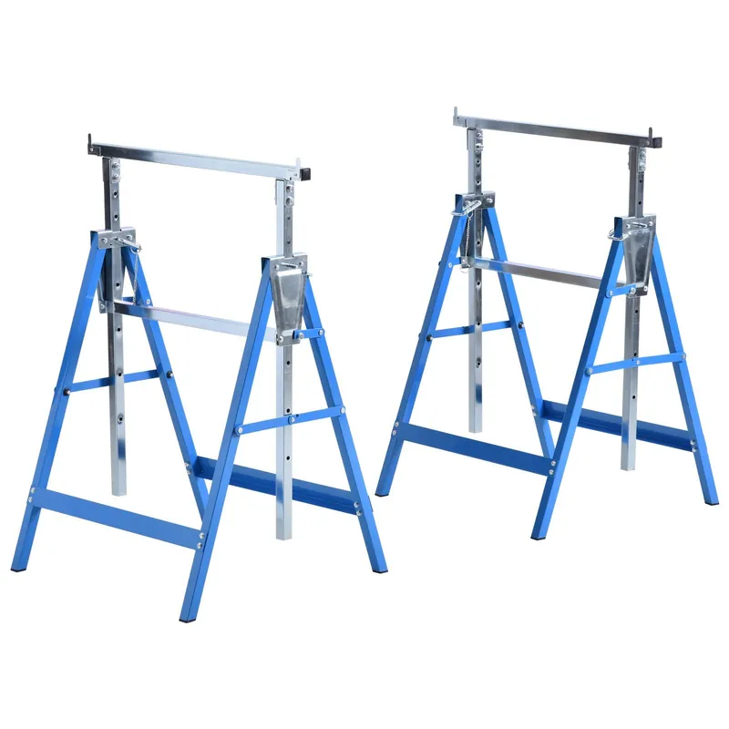 Easycomfort Set 2 Cavalletti da Lavoro Telescopici Pieghevoli e Regolabili in Altezza, in Tubi Acciaio, 68x58x80cm Max 200kg