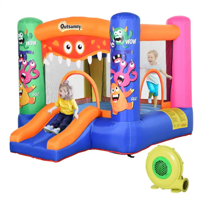 EASYCOMFORT Casa Gioco Gonfiabile Gigante per Bambini con Scivolo e Canestro