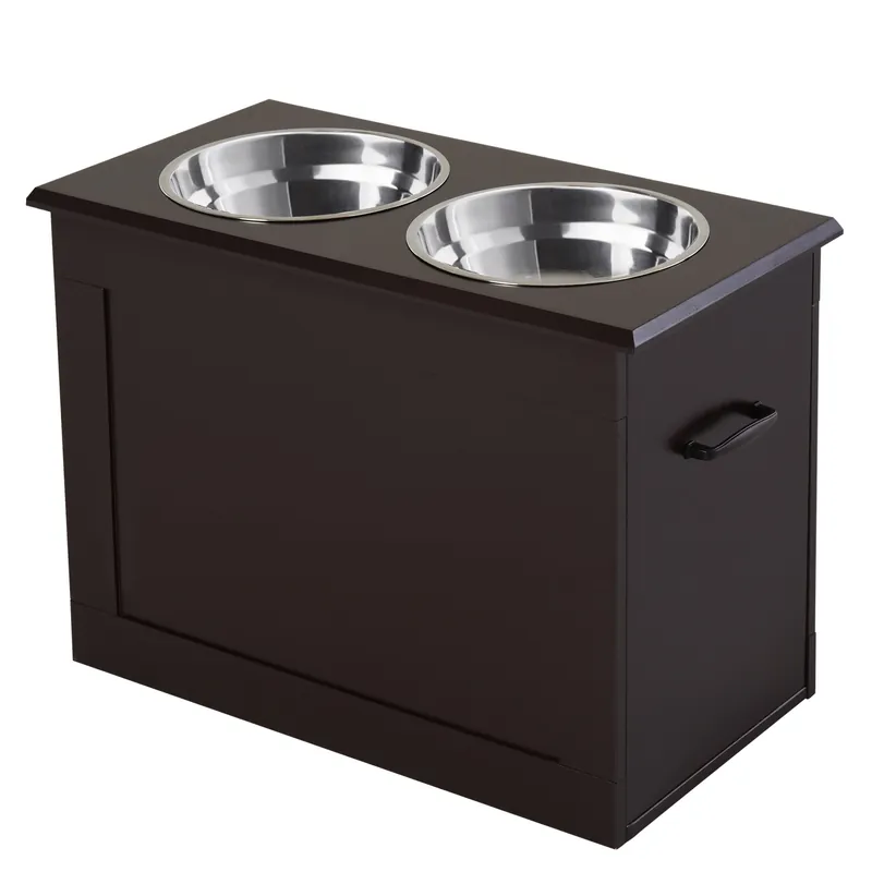 Easycomfort Portaciotole Rialzato per Cani di Taglia Medio-Grande con 2 Ciotole di ?24cm in Acciaio Inossidabile, 60x30x41cm