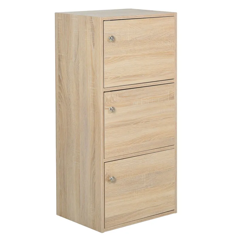 EASYCOMFORT Mobiletto Multiuso con 3 Ripiani in Legno e 3 Ante per Casa o Ufficio 48 x 34 x 100cm
