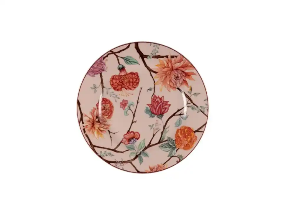 Kepos, piatto pane rosa con fiori - ø16 cm