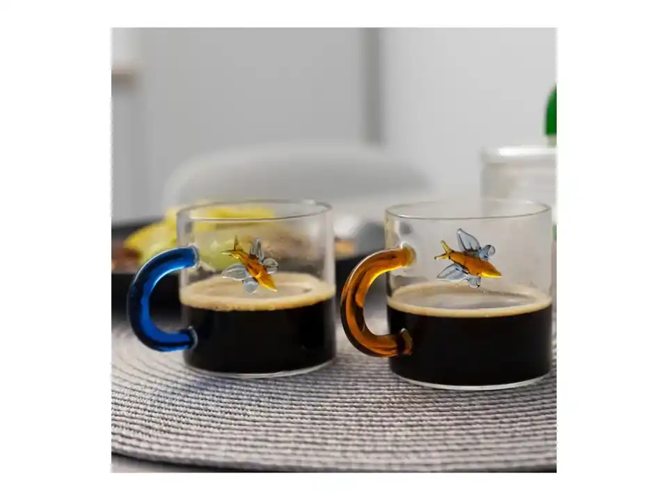 Set 2 tazzine in vetro borosilicato farfalla - 130 ml