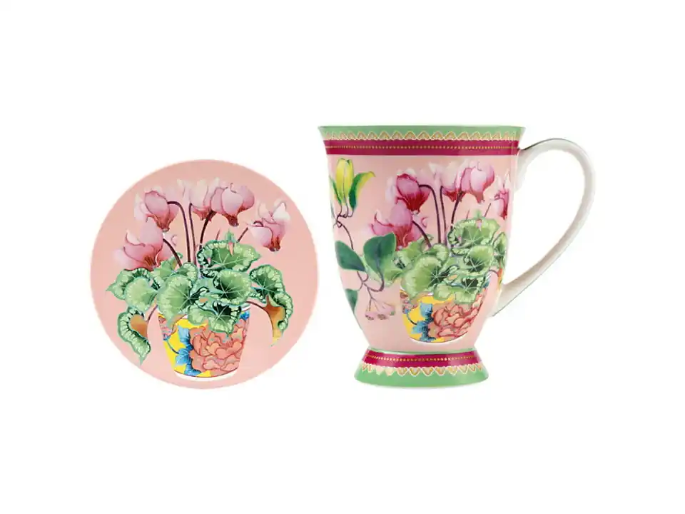 Jardin, mug con sottotazza ciclamino, 300 ml