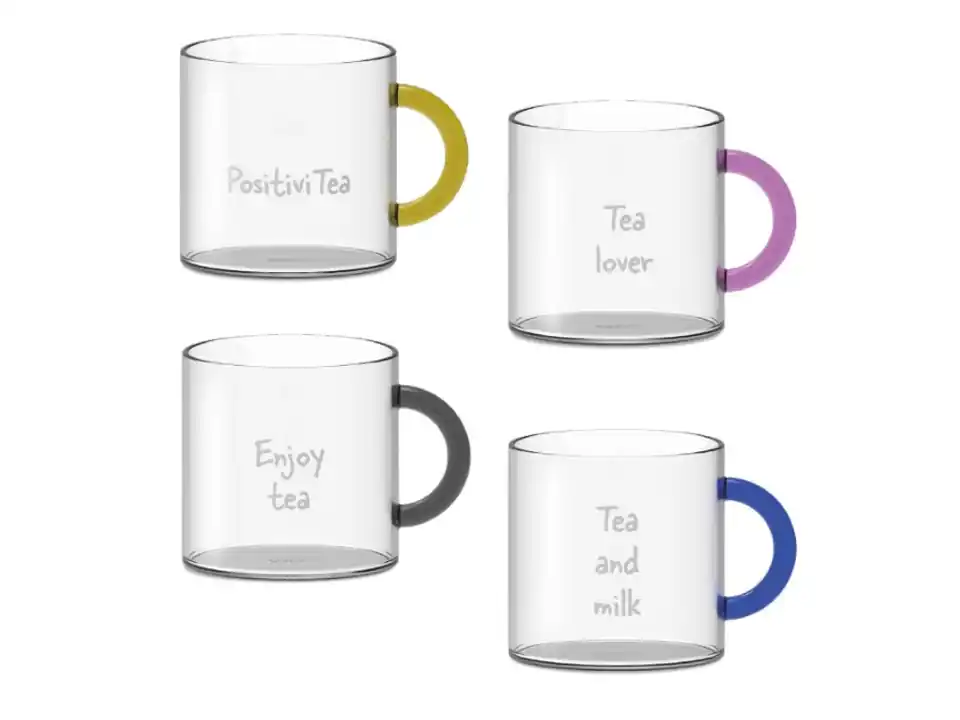 Set 4 tazze da tè in vetro borosilicato