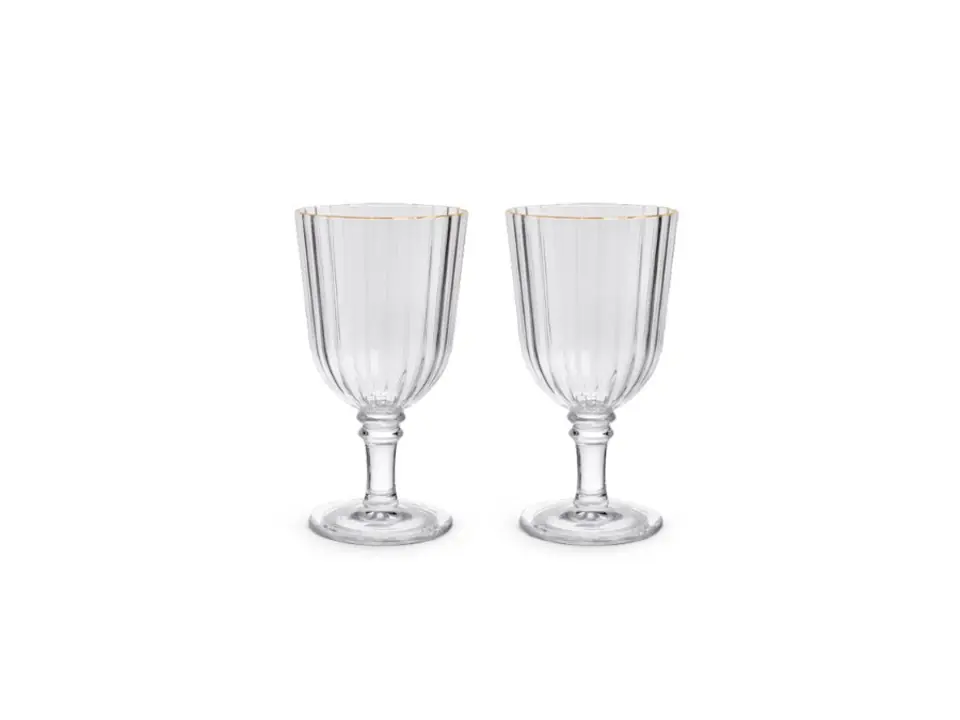 Set 2 calici in acrilico 460ml - trasparente/oro