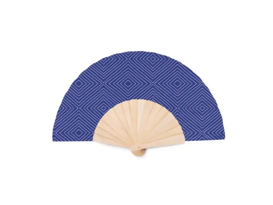 Ventaglio in legno e tessuto - blu