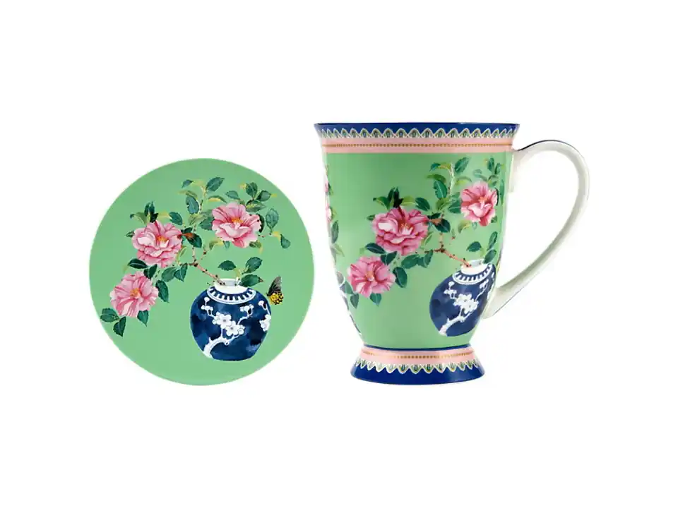 Jardin, mug con sottotazza camelia, 300 ml