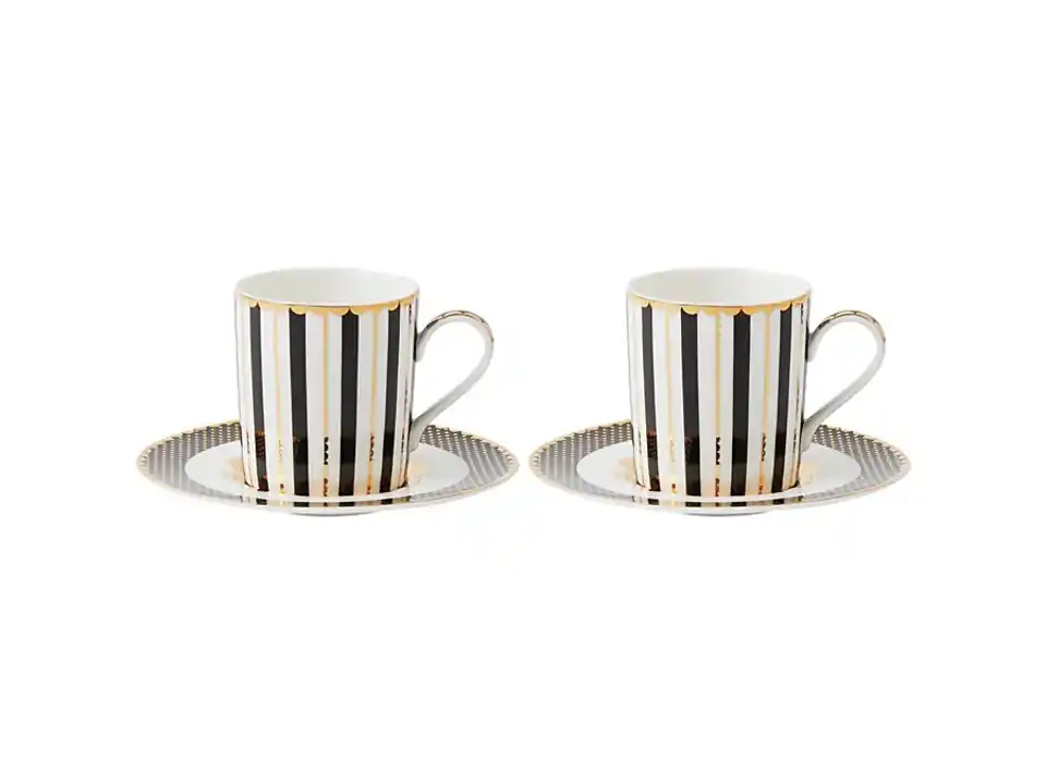 Regency, set di 2 tazze e piattino nero 100 ml