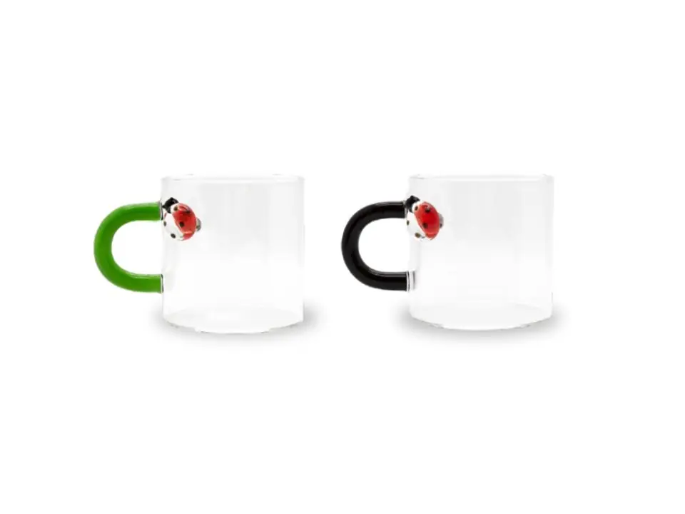 Set 2 tazzine in vetro borosilicato coccinella - 130 ml