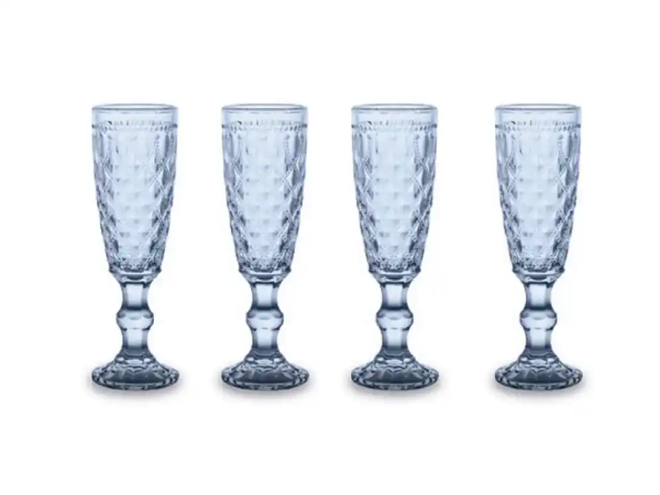 Set 4 flûte in vetro blu