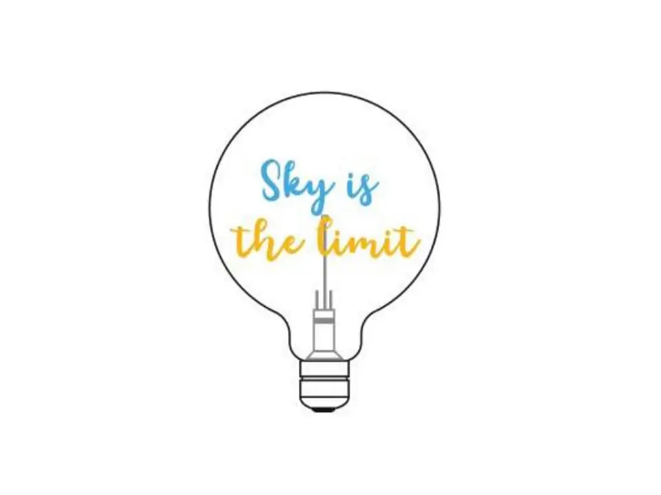 Light notes bulb, sky is the limit