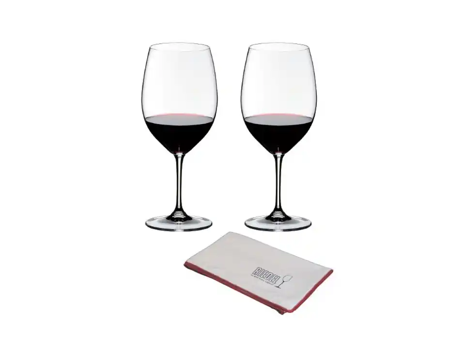 Riedel vinum - set 2 bicchieri cabernet sauvignon/merlot con panno