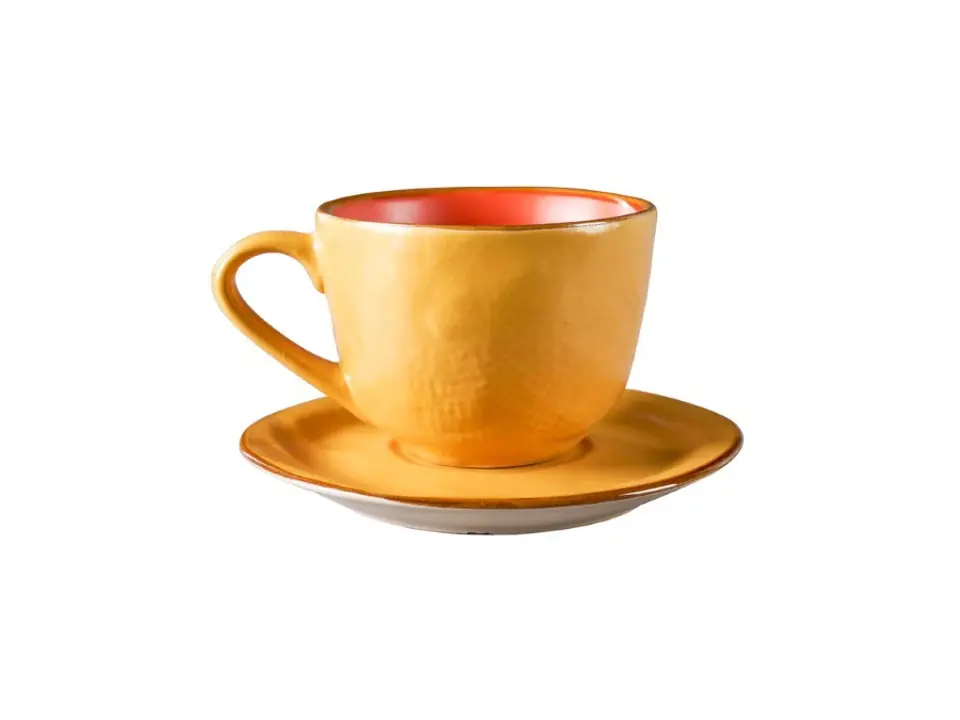 Mediterraneo, tazza macchiato con piattino giallo