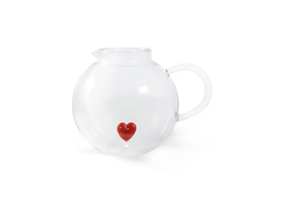 Brocca in vetro borosilicato cuore rosso, 1,7lt