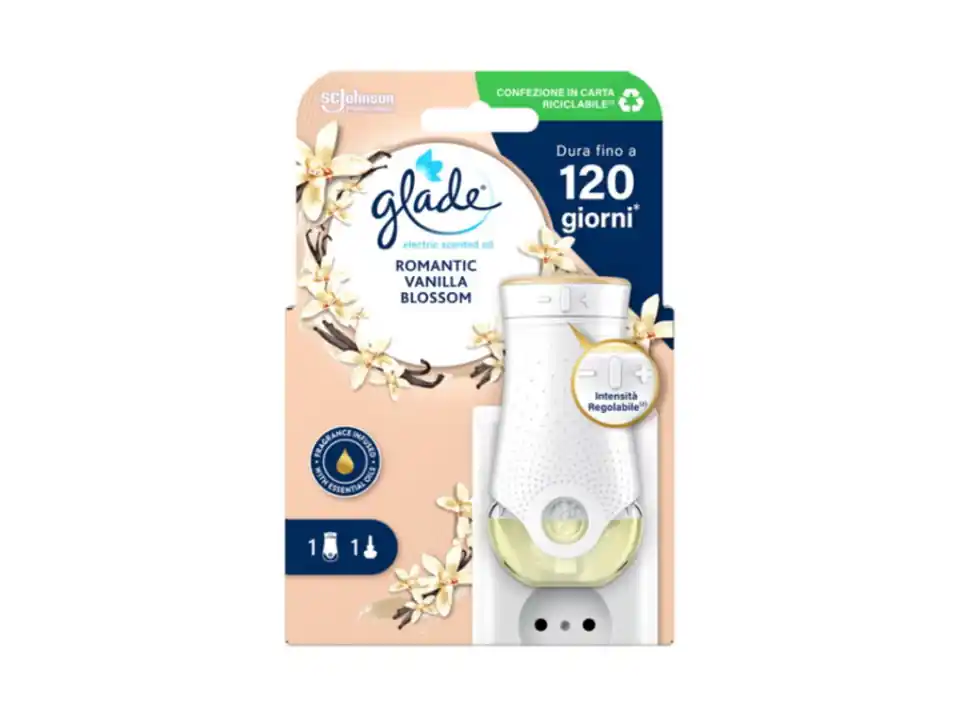 Glade electric essential oil diffusore + ricarica romantic vanilla blossom 20 ml
