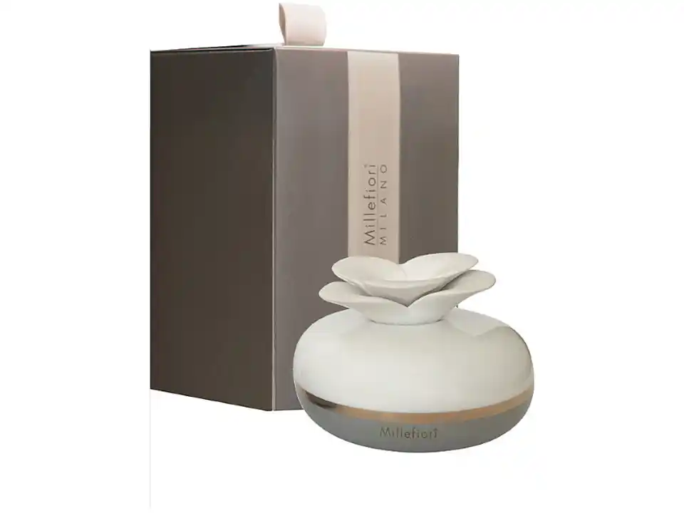 Diffusore in porcellana con fiore colore base grigio