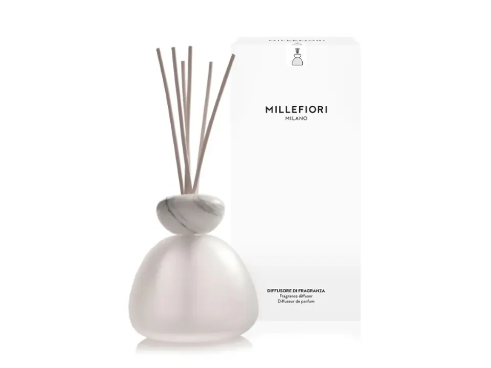 Diffusore di fragranza marble glass satinato con tappo bianco