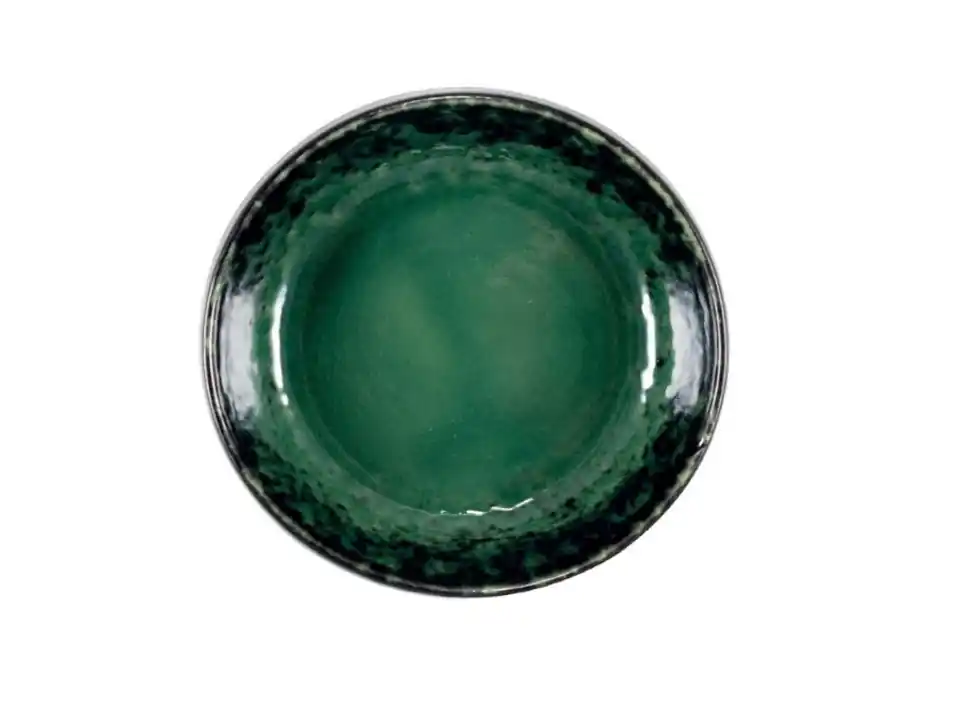 Deimos, piatto fondo nero/verde - ø12 h4 cm