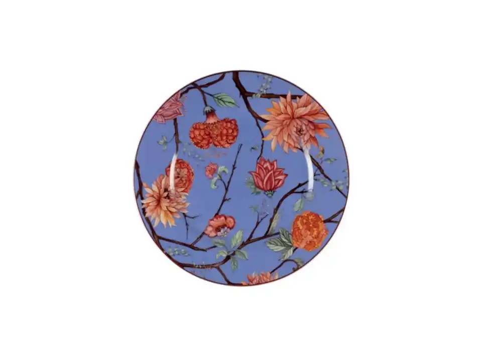 Kepos, piatto pane azzurro con fiori - ø16 cm