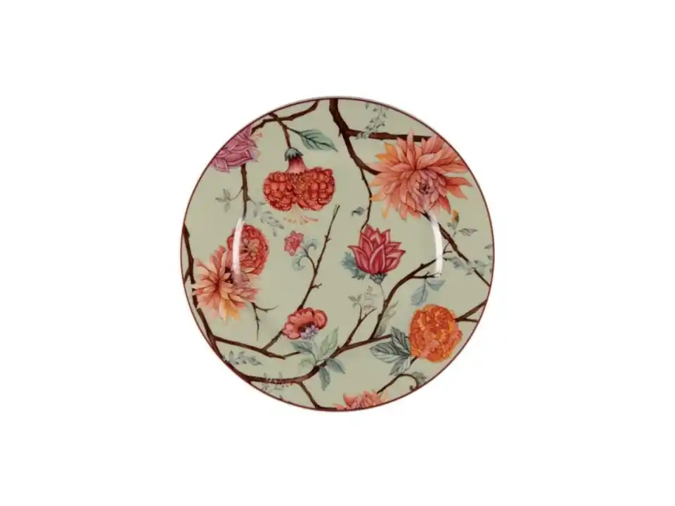 Kepos, piatto pane verde con fiori - ø16 cm