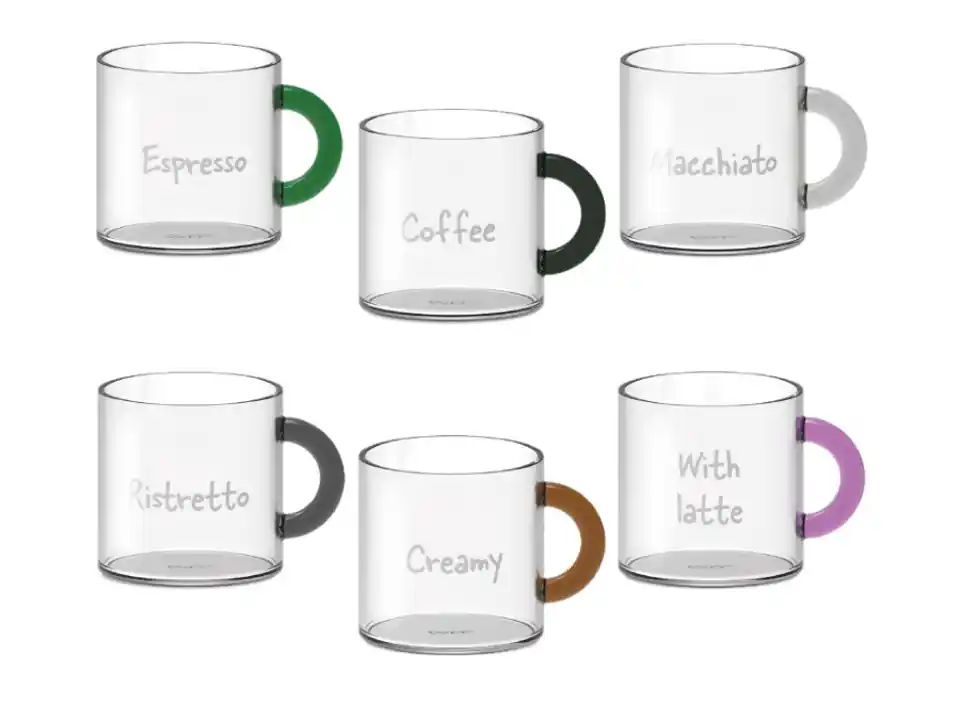 Set 6 tazzine da caffè in vetro borosilicato