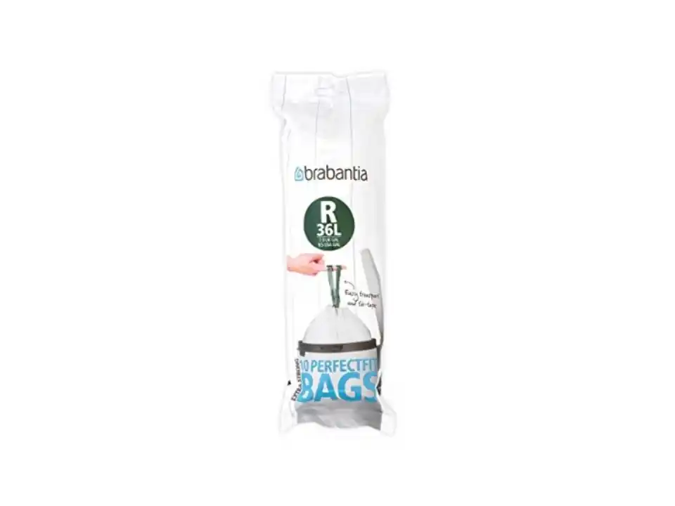 Sacchi spazzatura brabantia bin liner cod. r, 36l(69,4x62 cm), bianco, rotolo da 10 sacchetti