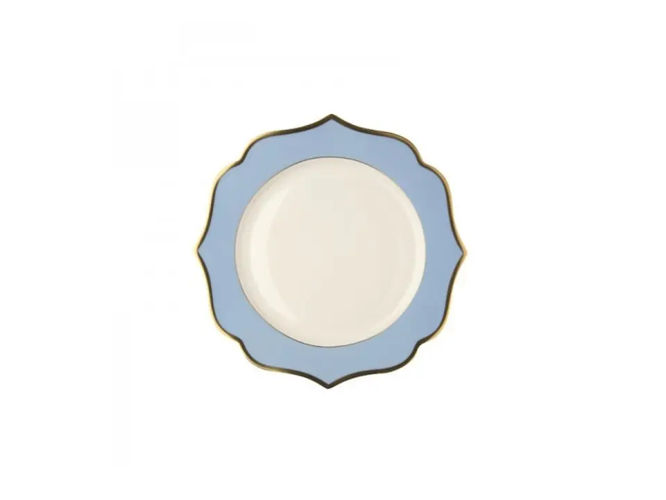 Ionica celeste con filo oro, piatto frutta 20 cm