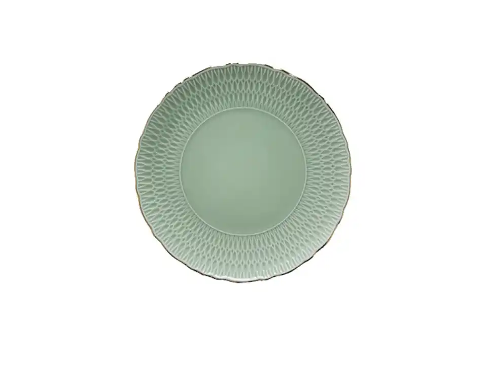 Contessa, piatto rotondo verde filo oro, ø 32 cm