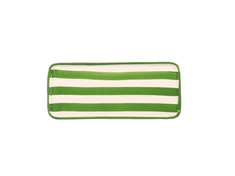 Lido, piatto rettangolare righe verde 26,5x11,5 cm