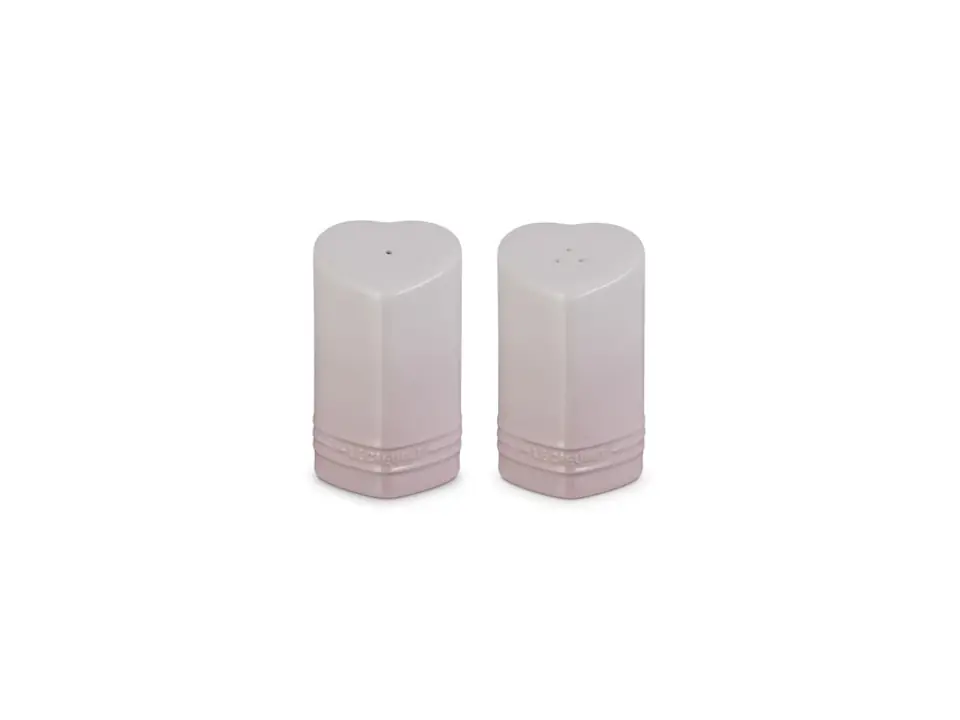 Saliera e pepiera a cuore in gres vetrificato - shell pink