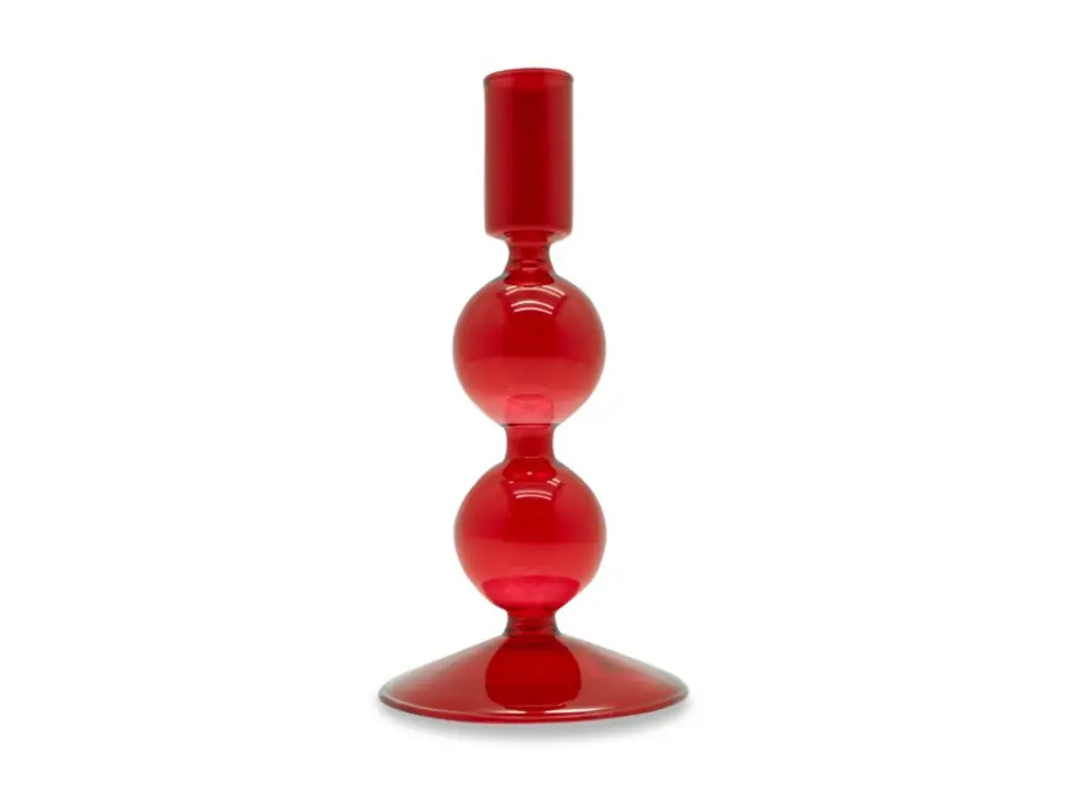 Portacandele in vetro borosilicato rosso, 16 cm