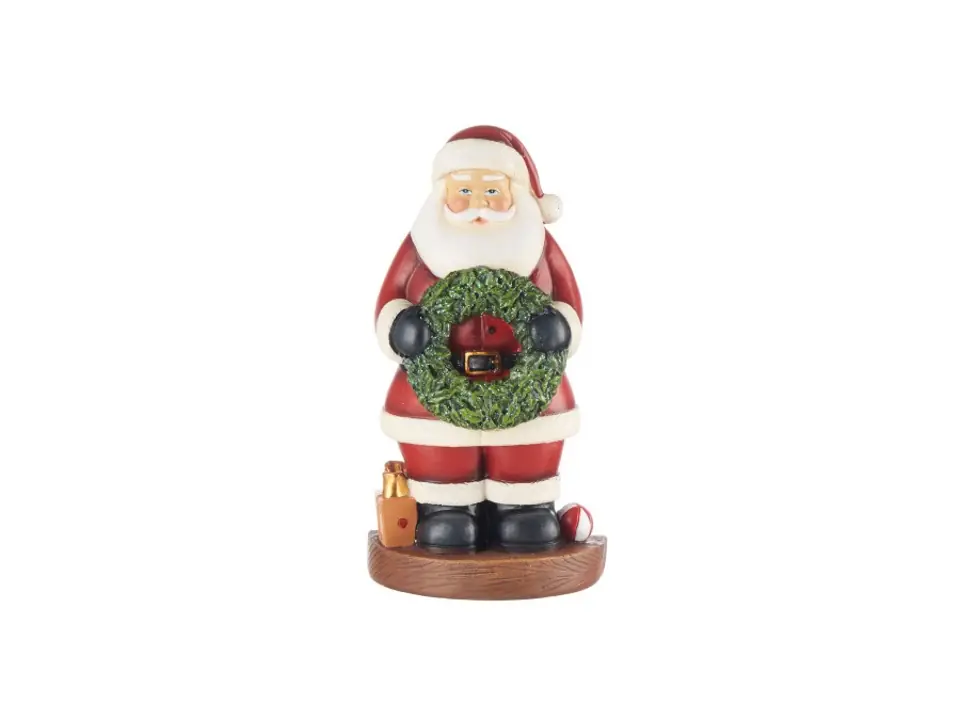 Benvenuta felicità, babbo natale con ghirlanda 10x6x19h cm