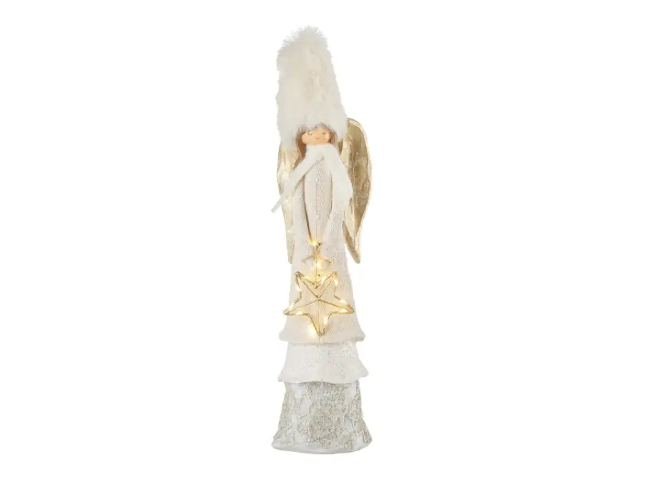 Bianco natale, angelo con stella con luce led 8x8x34h cm