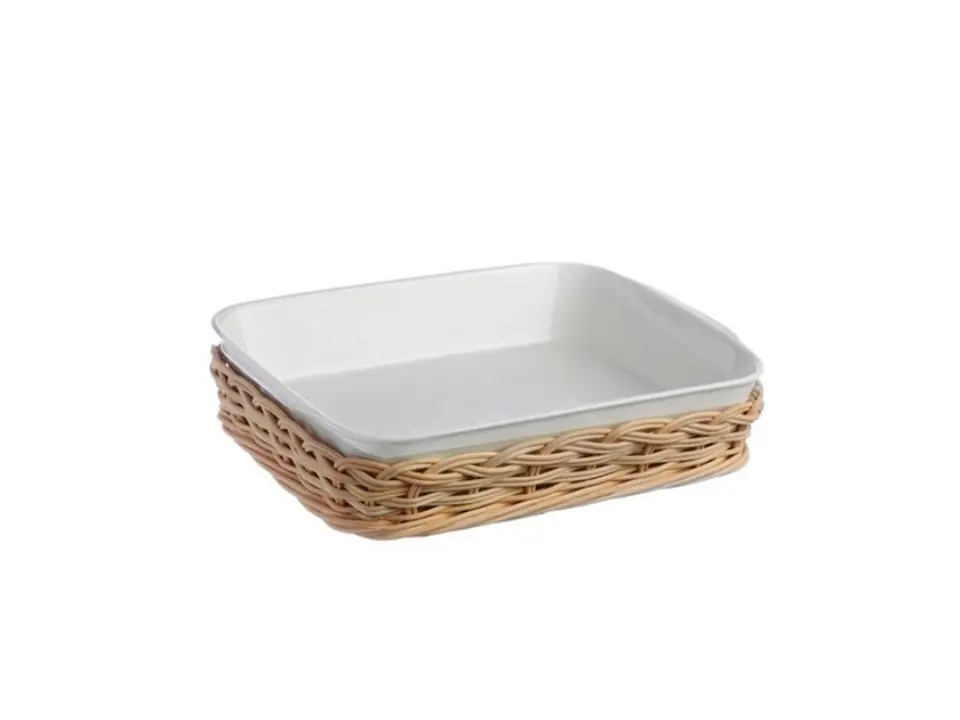 Midollino, supporto per teglia rettangolare stondata 35x22 cm