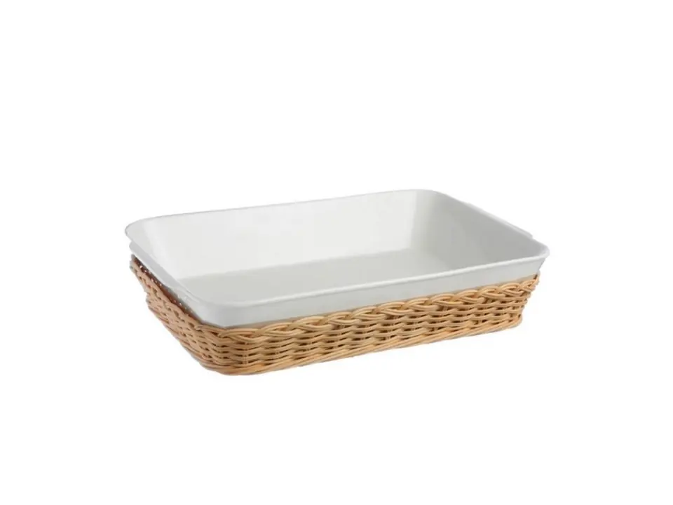 Midollino, supporto per teglia lasagne 30x22xh.7,5 cm