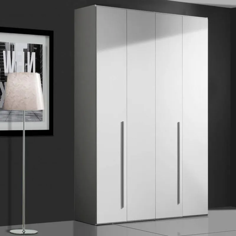 Armadio Moderno Easy 4 Ante Battenti - 163x53 h 245 cm - Camera da Letto - Bianco Frassino - Made in Italy