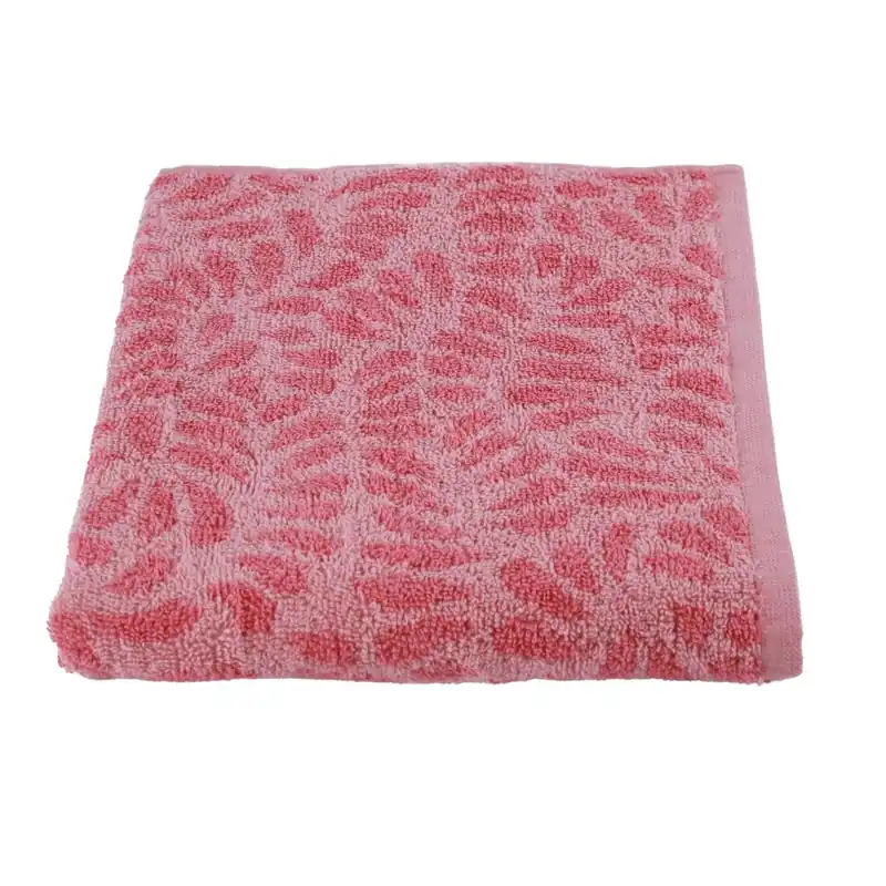 Telo Asciugamano Leavy Rosa 90x140 cm in Cotone