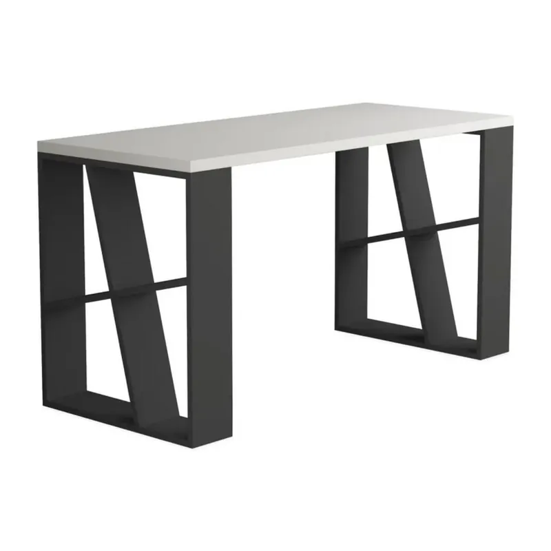 Scrivania Moderna Honey da Ufficio per PC - 137x60 h75 cm - in Legno Laminato Bianco/Antracite