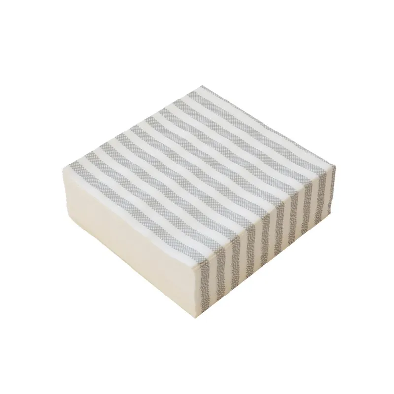 Confezione 50 Tovaglioli di Carta Monouso a Righe 40x40 cm - Grigio Perla/Bianco