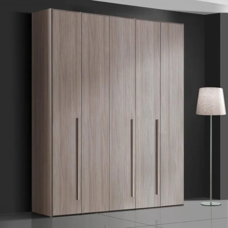 Armadio Moderno Easy 5 Ante Battenti - 204x53 h 245 cm - Camera da Letto - Olmo - Made in Italy