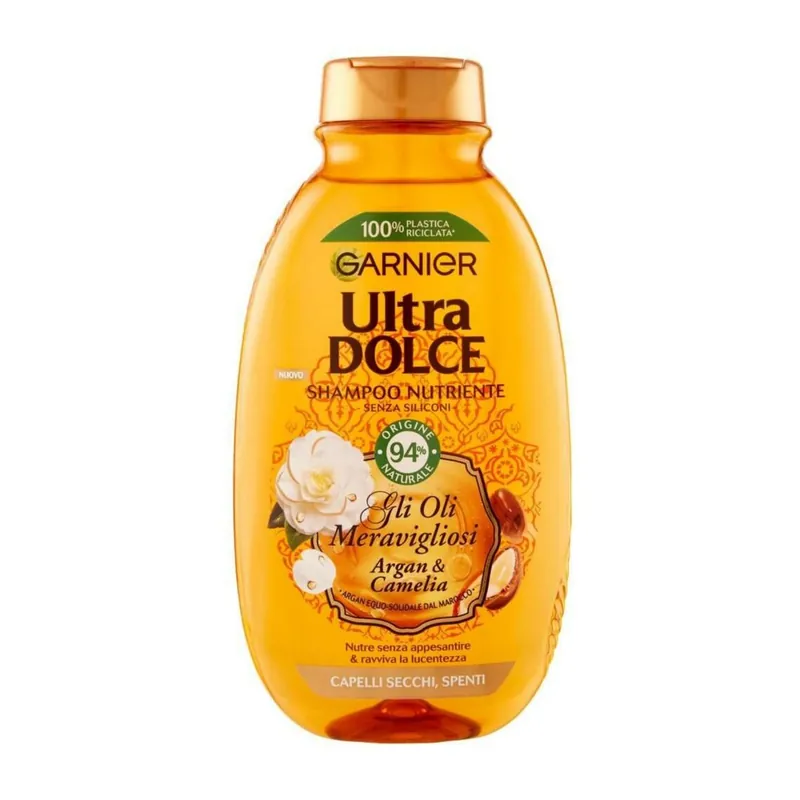 Shampoo Garnier Ultra Dolce con olio d‘argan e di camelia per capelli secchi 250 ML