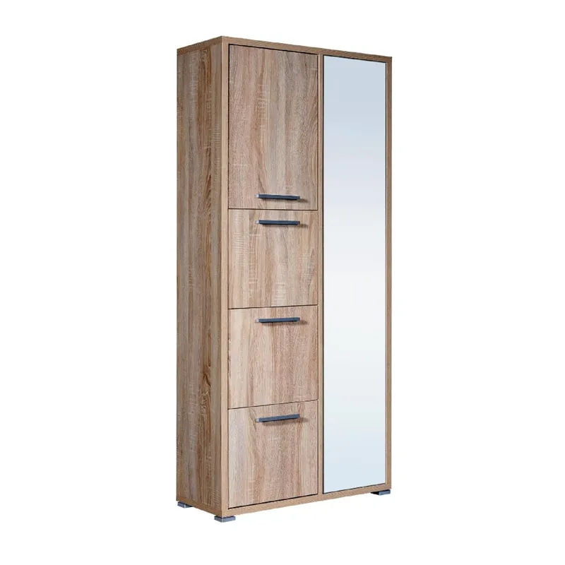 Mobile multiuso scarpiera Sonoma 5 ante e specchio in finitura legno rovere