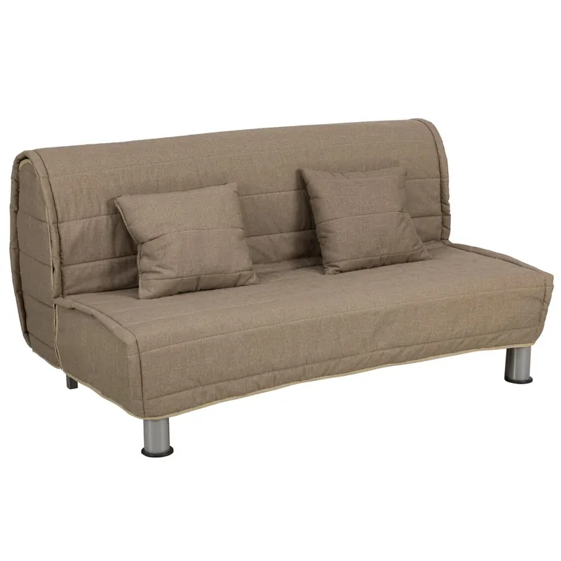 Divano Letto Bomber Nocciola 2 Posti, Sfoderabile con Cuscini, 160x94 cm