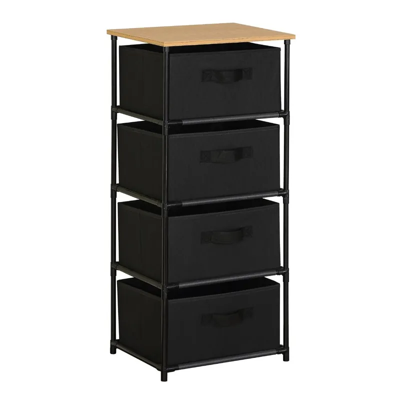Cassettiera Tanny - Mobiletto 4 Cassetti in Tessuto non Tessuto - 40x30 h89 cm - per Ingresso, Soggiorno, Camera da Letto, Corridoio